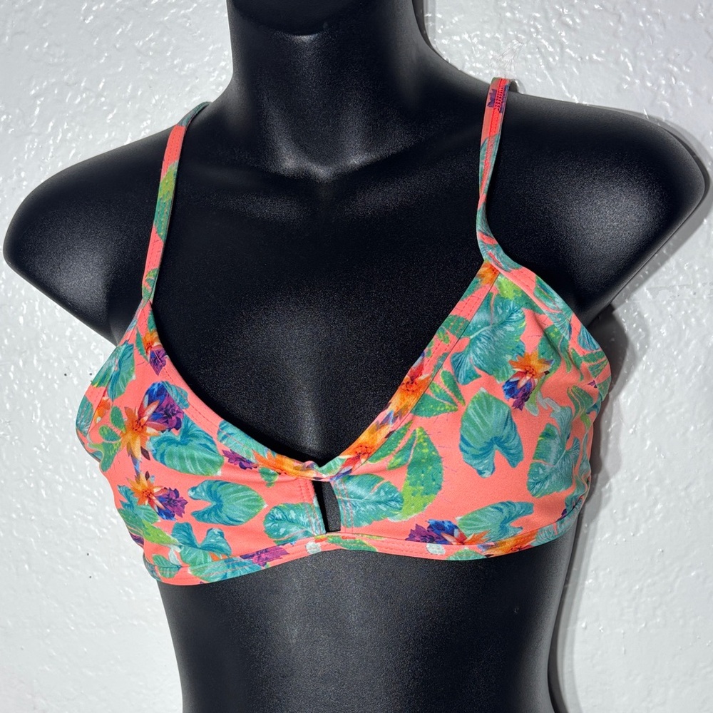 Jolyn women’s xl vent bikini swim top strappy colorful floral vibrant tropical